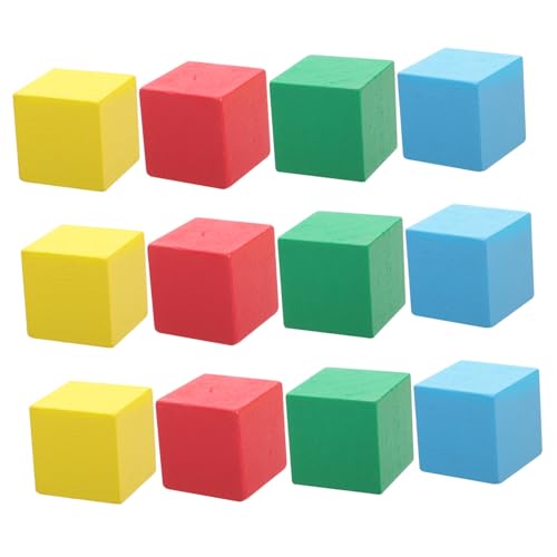 ORFOFE 12 Stück Teiliges Bunter Holzbausteine Robuste Geometrische Bauklötze aus Sicherem Holz Fördert Kreativität Farberkennung und Motorische Fähigkeiten für Ab Jahren von ORFOFE