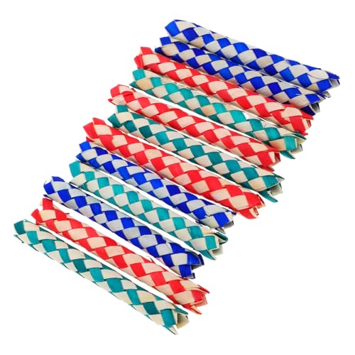 ORFOFE 12 Stück Teiliges Chinesische Bambus Fingerfallen Bunte Farben Interaktives Lernspielzeug für Geburtstags Party Goodie Bags Fingerfertigkeit und Teamwork von ORFOFE