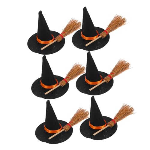 ORFOFE 12 Stück Teiliges Halloween-dekor mit Großen Schwarzen Filz-hexenhüten und Mini-besen Detailreiche Puppenhaus-deko für Halloween-partys und Hexen-cosplay für Miniatur-hexenfiguren ORFOFE 12 Stück Teiliges Halloween-dekor mit Großen Schwarzen Filz-hexenhüten und Mini-besen Detailreiche Puppenhaus-deko für Halloween-partys und Hexen-cosplay für Miniatur-hexenfiguren von ORFOFE