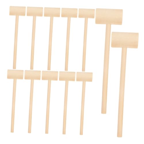 ORFOFE 12 Stück Teiliges Holzspielzeug Mini Mallet Holzhammer aus Massivem Holz Fördert Feinmotorik und Hand Auge Koordination Sicher und Langlebig für Junge Mädchen Kleinkinder und von ORFOFE