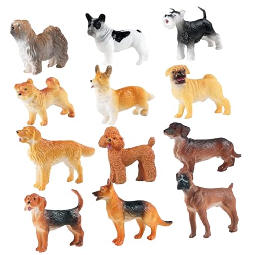 ORFOFE 12 Stück Teiliges Mini Hund Modell Realistische Welpen Figuren aus Robustem Material Detailgetreu Handbemalt Dekorative Hundefiguren für Zuhause und Büro von ORFOFE