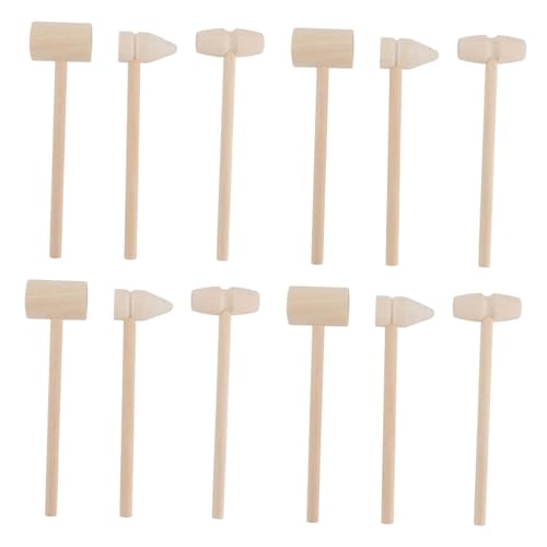 ORFOFE 12 Stück Teiliges Mini holzklöppel mit Langem Griff Sicherer Kinderhammer für Montessori Spiel Langlebiges Holzspielzeug für Jungen und Mädchen Ab Jahren von ORFOFE