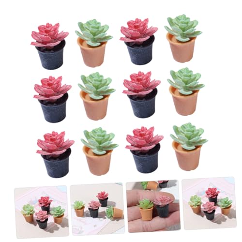 ORFOFE 12 Stück Teiliges Miniatur Bonsai Realistische Kunstpflanzen Mini Topfpflanzen Deko für Puppenhaus Miniaturgarten Langlebige Lebensechte Mini Pflanzen Ornamente von ORFOFE