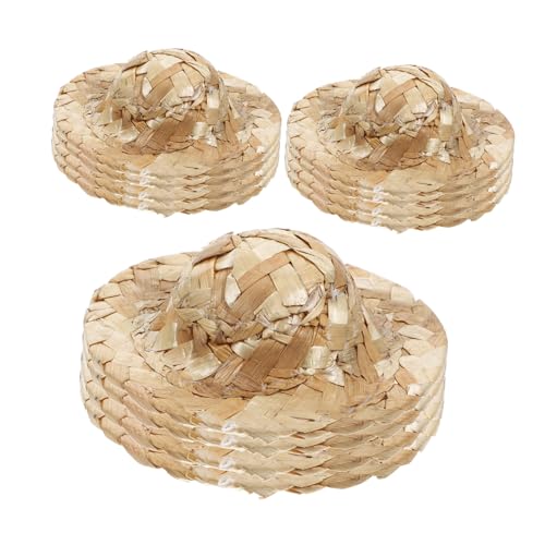 ORFOFE 12 Stück Teiliges Miniatur Gewebte Strohhüte Handgefertigt Dekorative Mini hüte für Puppenhaus DIY Bastelprojekte Kreative Mini deko und Puppenzubehör von ORFOFE