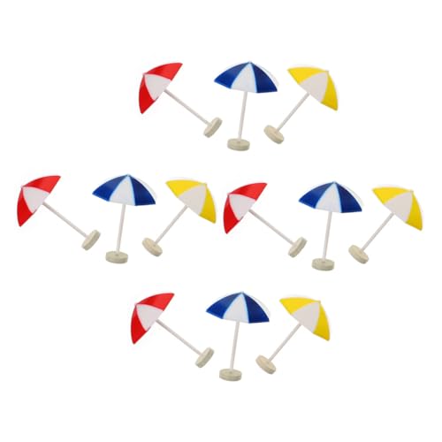 ORFOFE 12 Stück Teiliges Miniatur Strand Sonnenschirm Farben Mix Sicherer Resin Leichtes Puppenhaus Zubehör Dekorative Mikro Landschaft Deko für DIY Basteln und Mini Garten von ORFOFE