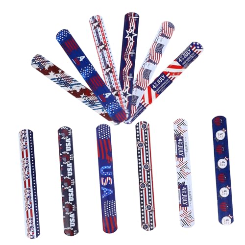 ORFOFE 12 Stück Teiliges PVC Slap Armbänder Unabhängigkeitstag Partyspielzeug mit Flaggenmotiv für Outdoor Spielspaß und Patriotische Feierlichkeiten ORFOFE 12 Stück Teiliges PVC Slap Armbänder Unabhängigkeitstag Partyspielzeug mit Flaggenmotiv für Outdoor Spielspaß und Patriotische Feierlichkeiten von ORFOFE