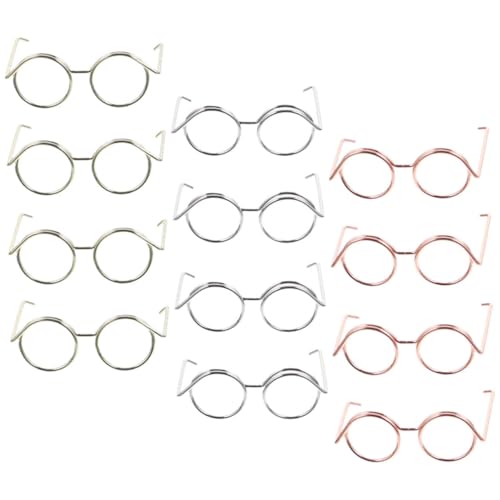 ORFOFE 12 Stück Teiliges Puppenbrillen aus Roségold Silber und Goldfarbenem Kupferdraht Leichte Bruchfeste Mini Sonnenbrillen ohne Gläser für Puppenverkleidung und Rollenspiele von ORFOFE