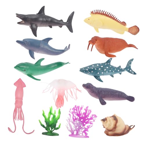 ORFOFE 12 Stück Teiliges Realistische Meerestiere Spielzeugfiguren aus Kunststoff Kindgerechte Ocean Tiermodelle für Kreatives Lernen und Dekoration für Jungen und Mädchen von ORFOFE