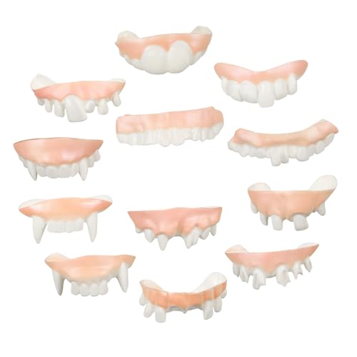 ORFOFE 12 Stück Teiliges Vampirzähne aus Robustem PVC Authentisches Halloween Zubehör Komfortabel und Sicher zu Tragen Einfach Anzulegen für Kostüm Partydekoration von ORFOFE