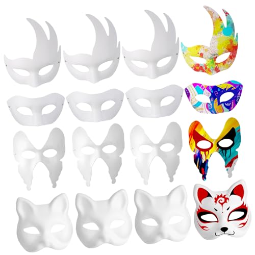 ORFOFE 12 Stück Teiliges Weiße Papiermasken zum Bemalen Leichte Blanko Kostümmasken mit Schmetterling Katze Rächer Designs Sichere DIY Masken für Halloween Karneval Cosplay Party ORFOFE 12 Stück Teiliges Weiße Papiermasken zum Bemalen Leichte Blanko Kostümmasken mit Schmetterling Katze Rächer Designs Sichere DIY Masken für Halloween Karneval Cosplay Party von ORFOFE