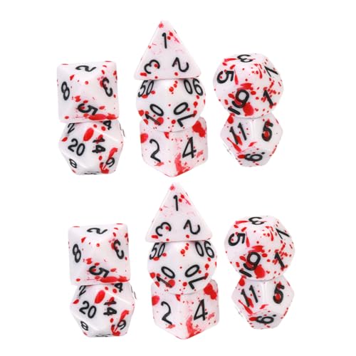 ORFOFE 14 Stück Teiliges Acryl Würfel mit Blutspritzendem Design Leichte Tragbare Spielwürfel für Rollenspiele und Partyzubehör für Halloween Brettspiele Outdoor und Festdekoration von ORFOFE