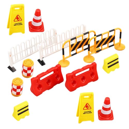 ORFOFE 14 Stück Teiliges Verkehrszeichen Spielset Kleine Verkehrsleitkegel und Straßensperren Robustes Lernspielzeug für Straßenverkehrssicherheit und Kreative Miniaturszenen für Mädchen von ORFOFE