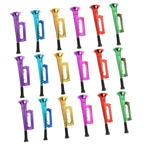 ORFOFE 18 Stück 18 teiliges Mini Tröte Bunt Leichte Fußball Spiel Horn Tragbare Party Instrumente für Spiele Geburtstage Camping und Konzert Cheer Zubehör von ORFOFE
