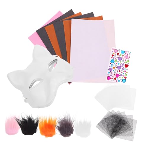 ORFOFE 1Satz Dekorativen DIY Katzenmasken Unbemalte Halbmaske für Karneval Cosplay Maskenball mit Zubehör Kreatives Bastelset Kinderfähigkeiten Teilig ORFOFE 1Satz Dekorativen DIY Katzenmasken Unbemalte Halbmaske für Karneval Cosplay Maskenball mit Zubehör Kreatives Bastelset Kinderfähigkeiten Teilig von ORFOFE