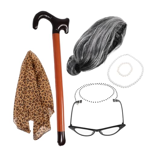 ORFOFE 1satz Kostüm Set Mit Perücke Und Zubehör Für Halloween Und Cosplay Teiliges Outfit Mit Realistischer Haarpracht Brille Halskette Und Für Einen Gelungenen Auftritt Als von ORFOFE