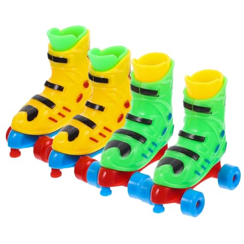 ORFOFE 2 Bunte Finger Rollschuhe Stressabbauendes Miniatur Rollschuh aus Kunststoff Bewegliche Fingertip Skate für Fingerbewegung und Schreibtischspaß Zufällige Farbe von ORFOFE
