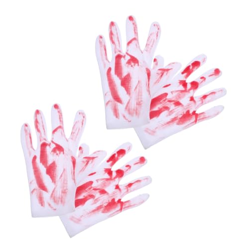ORFOFE 2 Paare Blutige Handschuhe Halloween Deko Horror Handschuh Requisiten für Gruselige Haunted House Party Kostüm Zubehör von ORFOFE