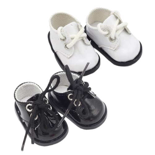 ORFOFE 2 Paare Mini Puppenschuhe Plüsch Sportschuhe für Puppen Weiche DIY Miniatur Schuhe Puppenzubehör für Puppendekoration und Miniaturhaus Schwarz und Weiß von ORFOFE