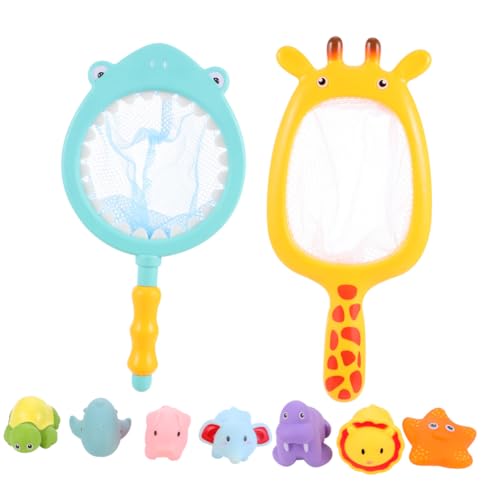 ORFOFE 2 Sätze Badespielzeug Spritztiere mit Fischenetz Wasserspaß Tiere Badewanne Badspielzeug für Kleinkinder Jungen Mädchen von ORFOFE