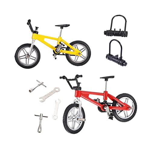 ORFOFE 2 Sätze Fingerrad Kinderspielzeug Kidcraft-Spielset Freizeitspiel Spielzeug Spielzeuge Fahrrad Spielzeug-Dirtbikes für Jungen Mini-Fingerbike Aluminiumlegierung Modell Geschenk von ORFOFE