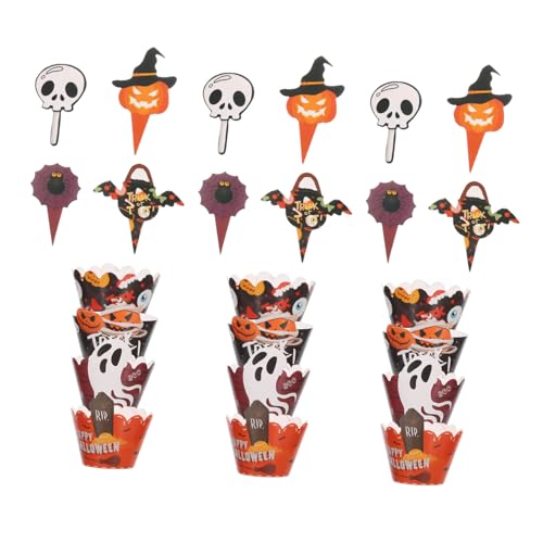 ORFOFE 2sätze Halloween Cupcake-topper Kürbis-backförmchen Papier-muffinförmchen Gespenster-dekorationen Totenkopf-kuchendekorationen Spinne-cupcake-verpackung Für Party-dekorationen ORFOFE 2sätze Halloween Cupcake-topper Kürbis-backförmchen Papier-muffinförmchen Gespenster-dekorationen Totenkopf-kuchendekorationen Spinne-cupcake-verpackung Für Party-dekorationen von ORFOFE