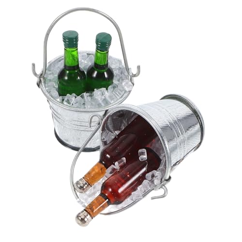 ORFOFE 2 Sätze Puppenhaus Zubehör Miniatur Eimer Eiswürfel Bierflaschen für Puppenhaus Bar Dekoration Realistische Miniatur Deko für Puppenhausküche und Party von ORFOFE