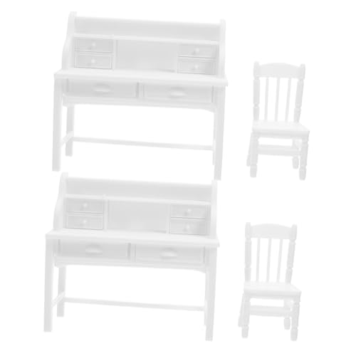 ORFOFE 2 Sätze Weißer Miniatur Schreibtisch Und Stuhl Mit Öffnenden Schubladen Kunststoff Haus Einrichtung Für Rollenspiele Zuhause Schule Reise ORFOFE 2 Sätze Weißer Miniatur Schreibtisch Und Stuhl Mit Öffnenden Schubladen Kunststoff Haus Einrichtung Für Rollenspiele Zuhause Schule Reise von ORFOFE