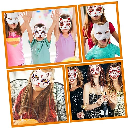 ORFOFE 2 Stück DIY Katzen Halbmaske aus Weißem Papier Unbemalt zum Bemalen und Gestalten Cosplay und Halloween Kostüm Handbemalte Tiermasken für Erwachsene von ORFOFE
