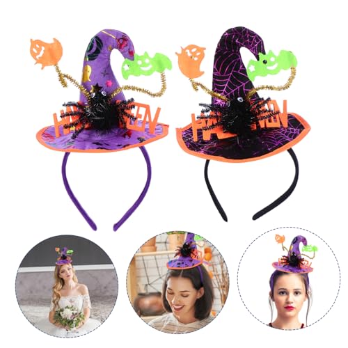 ORFOFE 2 Stück Halloween Haarreif Teilig Spinnen Haarband Hexenhut Kopfband Party Haarschmuck für Halloween Kostüm und Maskerade von ORFOFE