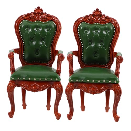 ORFOFE 2 Stück Maßstab Retro Holz Sessel Mini Armchair für Puppenhaus Wohnzimmer Deko Kreatives für Sammler von ORFOFE