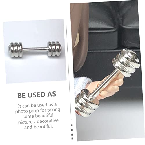 ORFOFE 2 Stück Mini Metall Hantel Modell Teilig Miniatur Fitness Dekoration Puppenhaus Zubehör Metall Sport Figur Deko für Mini und Realistisch von ORFOFE