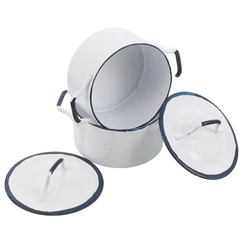 ORFOFE 2 Stück Mini Saucepan Weiß mit Blauem Rand Spielküche Zubehör für Realistisches Kochgeschirr Puppenhaus Dekoration ORFOFE 2 Stück Mini Saucepan Weiß mit Blauem Rand Spielküche Zubehör für Realistisches Kochgeschirr Puppenhaus Dekoration von ORFOFE