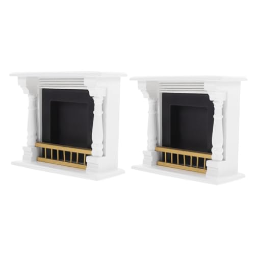 ORFOFE 2 Stück Miniatur Hauszubehör Dekor Mini Holzkamin Miniatur Kamin Kleiner Puppenhaus Kamin Mini Möbelmodelle Kaminmodell Puppenhaus Miniaturfigur Weiß von ORFOFE