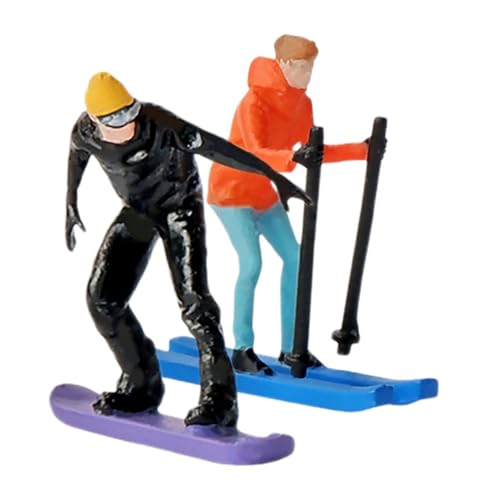 ORFOFE 2 Stück Miniatur Skifahrer Figuren Mann Frau für Diorama Wintersport Modellbau Mikro Fotografie Zubehör Weihnachtsdeko Wintersport Figuren von ORFOFE