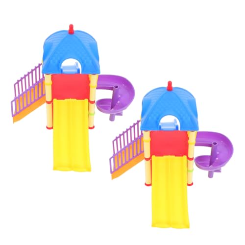 ORFOFE 2 Stück Miniatur Spielplatzrutsche für Puppenhaus Zubehör Realistisch Gestaltetes Robustes Kinderspielplatzmodell Passende für Kreative Dekoration und Fantasievolles Rollenspiel von ORFOFE