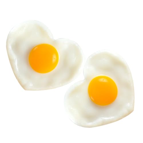 ORFOFE 2 Stück PVC Künstliches Spiegelei Herzförmig Realistisch Widerstandsfähiges Küchen Dekoobjekt Wiederverwendbares Fake Food Modell für Restaurant Hotel Museum und Food Props von ORFOFE