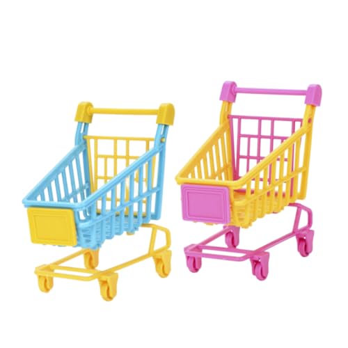 ORFOFE 2 Stück PVC Mini Einkaufswagen für Realistische Simulation für Kleinkinder Multifunktionales Aufbewahrungsregal Pädagogisch Wertvoll für Rollenspiele und Zufällige Zufällige Farbe von ORFOFE