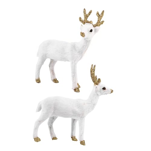 ORFOFE 2 Stück Plüsch Sika Hirsch Teilig Realistische Desktop Dekoration Weiches Tier Ornament für Wohnzimmer Kinderzimmer und Büro Langlebiges Kunstfell Liebevolle Geschenkidee von ORFOFE