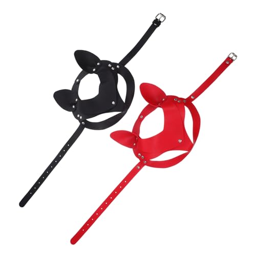 ORFOFE 2 Stück Punk PU Katzenohren Masken Halbgesicht Tier Karnevalsmasken Fasching Halloween Party Schwarz Rot ORFOFE 2 Stück Punk PU Katzenohren Masken Halbgesicht Tier Karnevalsmasken Fasching Halloween Party Schwarz Rot von ORFOFE