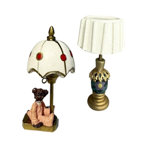 ORFOFE 2 Stück Puppenhaus Mini Tischlampen Teilig Miniatur Beleuchtung Bär und Weißer Schirm Kleine Lampen für Puppenmöbel Dekoration Sammler ORFOFE 2 Stück Puppenhaus Mini Tischlampen Teilig Miniatur Beleuchtung Bär und Weißer Schirm Kleine Lampen für Puppenmöbel Dekoration Sammler von ORFOFE