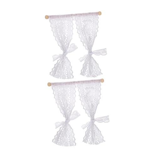 ORFOFE 2 Stück Puppenhaus Miniatur Vorhänge Teiliges Realistische Mini Gardinenschals Dekoratives Fensterzubehör für Puppenhaus Möbel und Miniaturszenen von ORFOFE