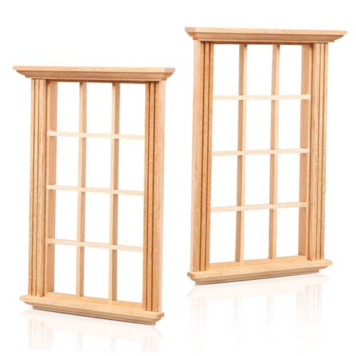 ORFOFE 2 Stück Puppenhaus-Modell Bausatz Puppenstubenfenster Im Maßstab 1 12 Äußerlich Mini-fensterrahmenfiguren Miniaturfenster Artikel Gitter Mini-fensterrahmenmodell Schokolade Hölzern von ORFOFE