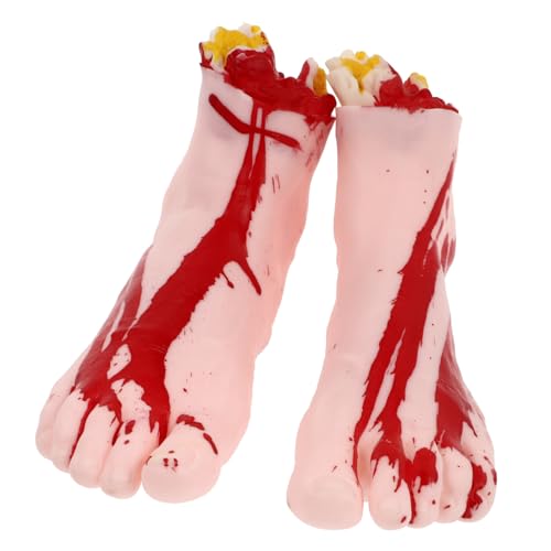 ORFOFE 2 Stück Realistische Halloween Deko Gefälschte Füße Leichte Party Requisiten Gruselige Trickspielzeuge für Events und Maskerade Außen Innen von ORFOFE