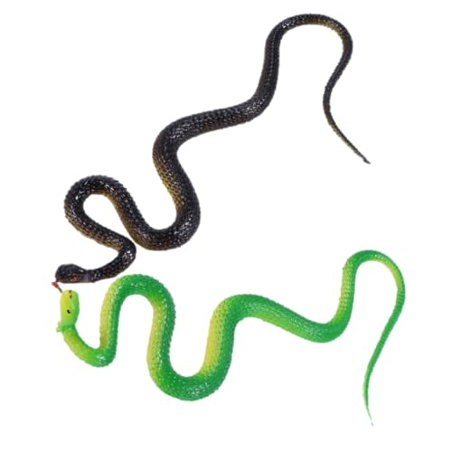 ORFOFE 2 Stück Realistische Schlangenfigur Simulation Deko für Garten Halloween Requisiten Lebensechte Schlange Modell Kleine Grüne und Schwarze Schlange Flexible Softgummi von ORFOFE