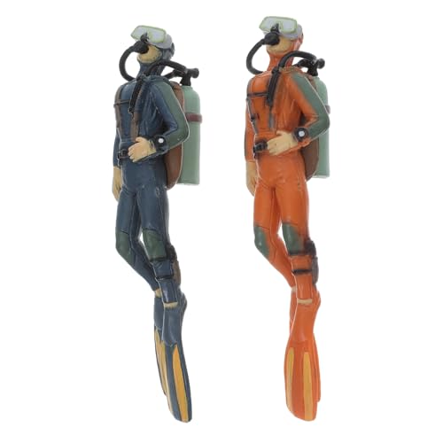 ORFOFE 2 Stück Realistische Taucher Figuren Aquarium Deko Schwimmende Miniatur Unterwasser Taucher Modelle Detailreiche Aquarien Dekorationen Kompatibel mit Fischbecken Zubehör von ORFOFE