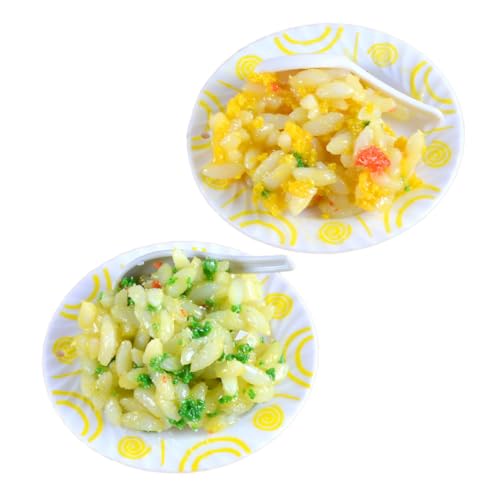 ORFOFE 2 Stück Realistisches Miniatur Essen Teiliges Gebratener Reis Modelle für Puppenhaus Küche Dekoration Langlebig Detailgetreu Leicht als Essens Deko und Fotorequisite von ORFOFE