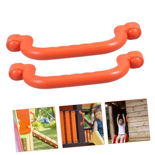 ORFOFE 2 Stück Sicherheitsgriffe für Spielplatz rutschfeste Kunststoffgriffe für Klettergerüste und Schaukeln Kindgerechte Haltegriffe für Indoor und Outdoor Spielgeräte Orange von ORFOFE