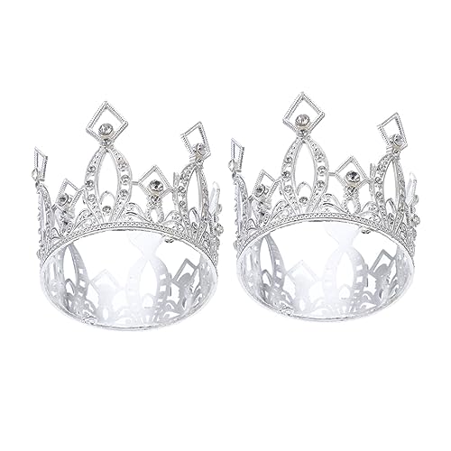ORFOFE 2 Stück Silberne Mini Krone Cake Topper Tortenaufsatz für Geburtstagsdeko Prinzessin Party Dekoration Kuchen Schmuck von ORFOFE
