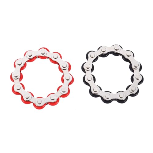 ORFOFE 2 Stück Teiliges Edelstahl Flippy Chain Fidget Toy mit Silikonrollen Antistress Schlüsselanhänger für Erwachsene und Langlebiges Stressabbau für Büro Schule und Zuhause von ORFOFE