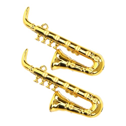 ORFOFE 2 Stück Teiliges Miniatur Saxophon Modell Puppenhaus Dekoration Musikinstrument Kunststoff Detailgetreu für Tischdeko und Bastelsets von ORFOFE
